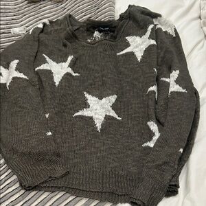 Star Patterned Crew Neck Sweater